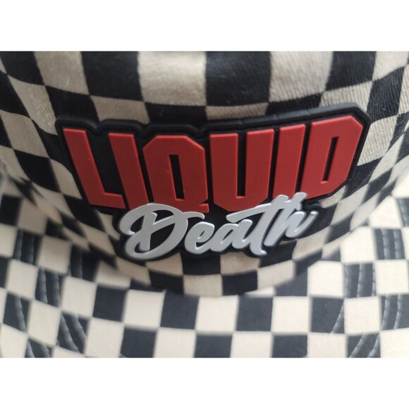 Liquid Death Checkered Adjustable Hat Black & White Cotton Canvas - NEW - Picture 7 of 7